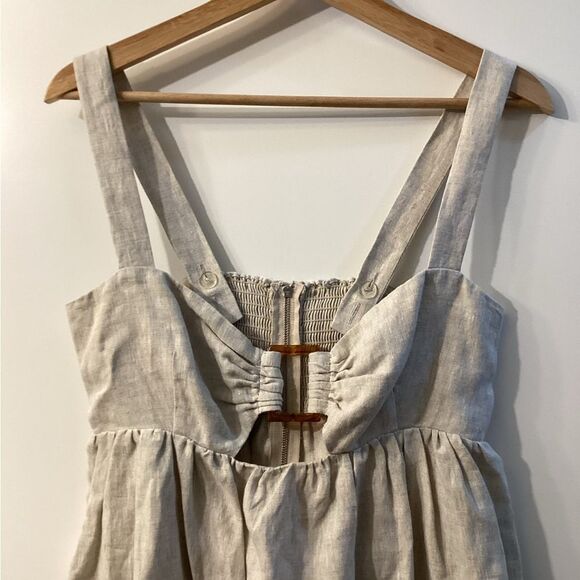 Reformation Tan Sundress Sleeveless Square Neck Casual Summer Midi Dress - Picture 9 of 16